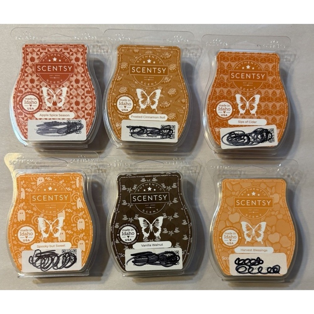Lot Of 6 Fall Scentsy Bars Autumn Cozy‎ Harvest Cider Spooky Cinnamon Roll Apple
